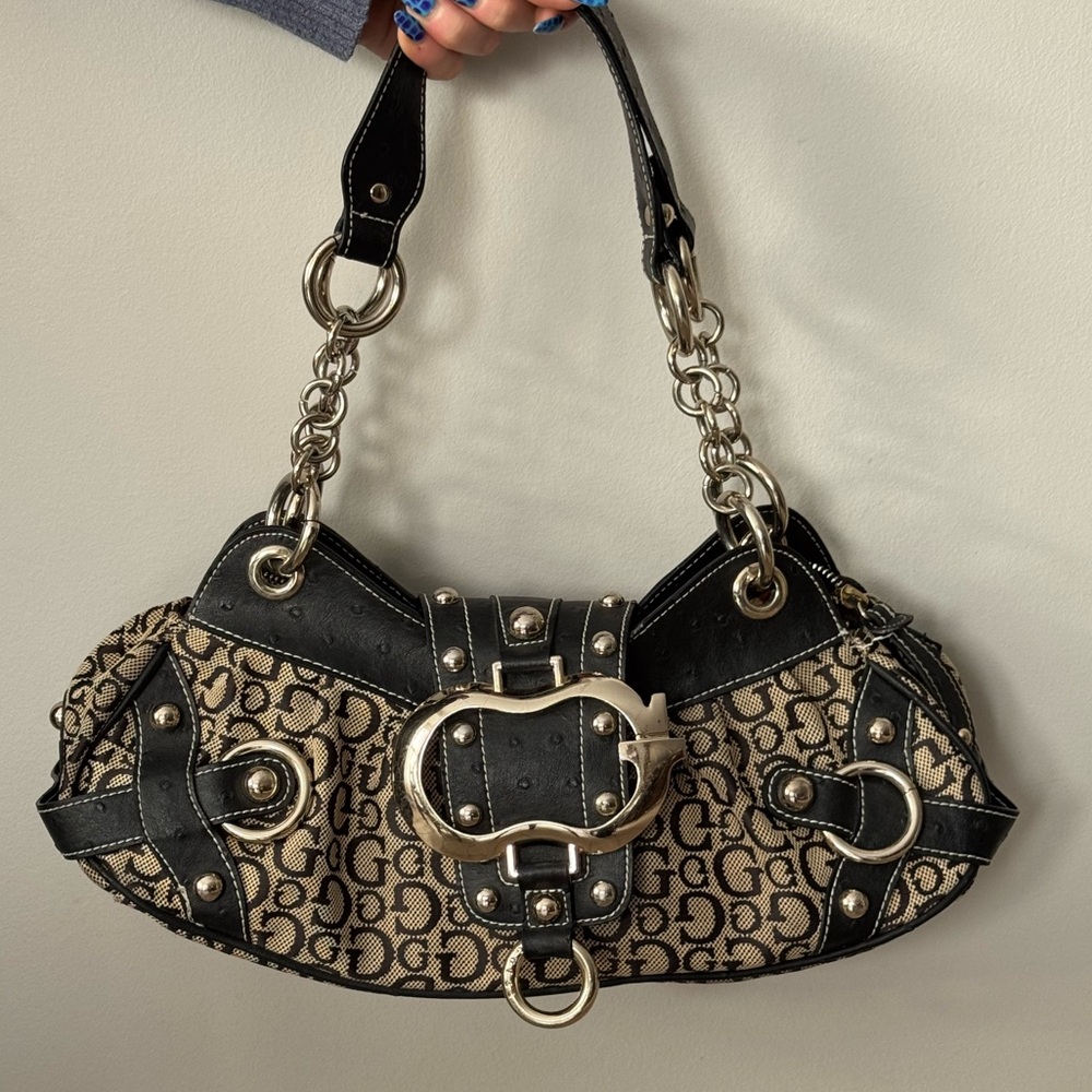 Rare GUESS 00’s Monogram Baguette Shoulder Bag